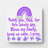 Plaque Photo Prière chrétienne pour enfants violet et rose | (Devant)