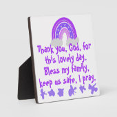 Plaque Photo Prière chrétienne pour enfants violet et rose | (Recto)