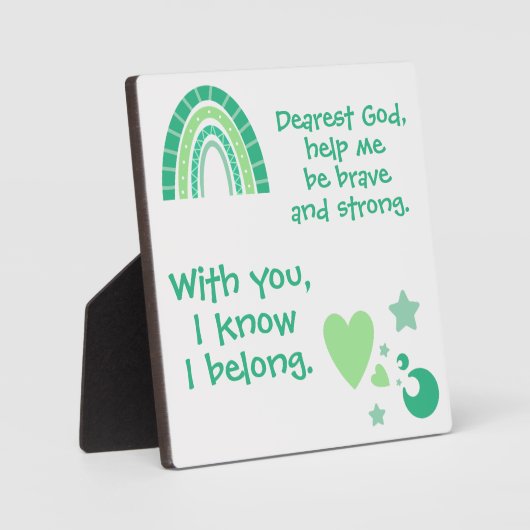 Plaque Photo Prière chrétienne pour les enfants Vert | (Recto)