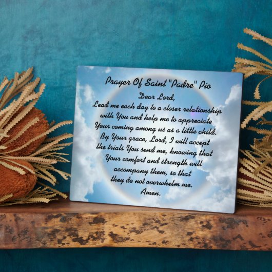 Plaque Photo Prière De Saint "Padre" Pio (Côté)