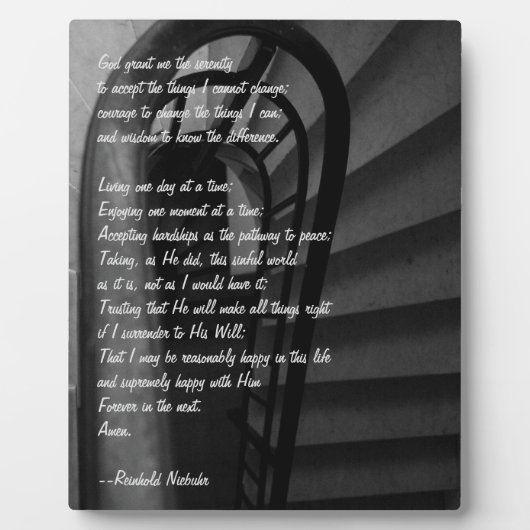 Plaque Photo Prière de sérénité (Devant)