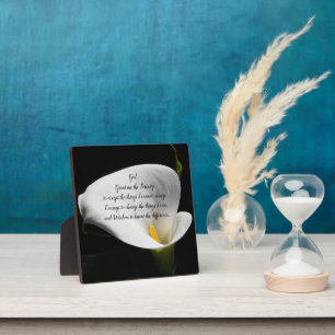 Plaque Photo Prière de sérénité Blanc Calla Lily Floral