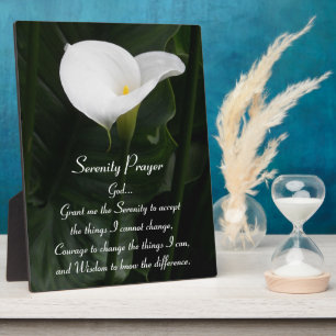 Plaque Photo Prière de sérénité Calla Lily Floral