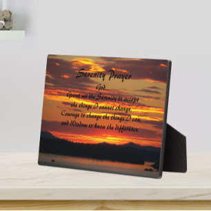 Plaque Photo Prière de sérénité inspirante Coucher de soleil or
