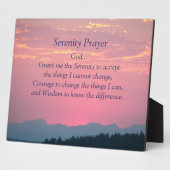 Plaque Photo Prière de sérénité inspirée Coucher de soleil rose (Côté)