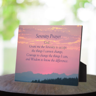 Plaque Photo Prière de sérénité inspirée Coucher de soleil rose