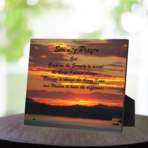 Plaque Photo Prière de sérénité Paysage du coucher de soleil or