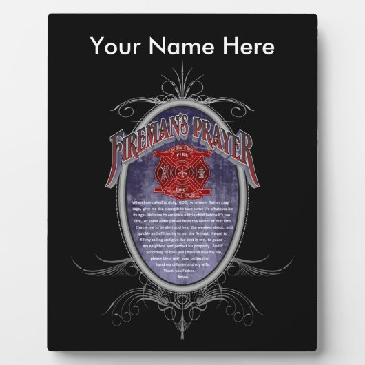 Plaque Photo Prière des pompiers_ (Devant)