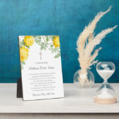 Plaque Photo Prière du baptême des fleurs jaunes (Côté)
