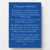 Plaque Photo Prière pour la paix mondiale (Devant)