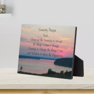 Plaque Photo Prière Serenity Coucher de soleil sur la mer rose