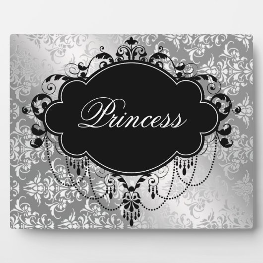 Plaque Photo Princesse damassée noir argent (Devant)