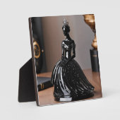 Plaque Photo princesse en verre cristal avec robe noire (Recto)