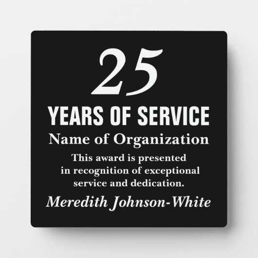 Plaque Photo Prix de reconnaissance du service bénévole étoilé (Devant)