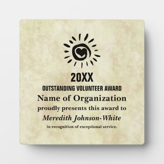 Plaque Photo Prix du bénévole exceptionnel de l'année (Devant)