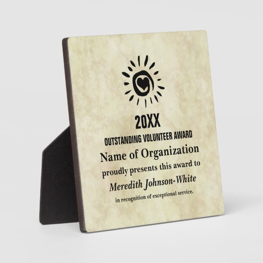 Plaque Photo Prix du bénévole exceptionnel de l'année (Recto)