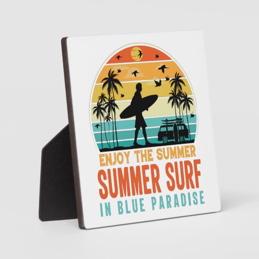 PLAQUE PHOTO PROFITEZ DU SURF D'ÉTÉ DANS BLUE PARADISE (Recto)