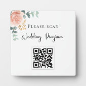 Plaque Photo Programme de mariage QR code brouiller eucalyptus  (Devant)