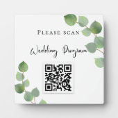 Plaque Photo Programme de mariage QR code eucalyptus verdure (Devant)