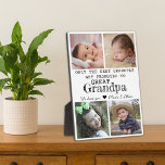 Plaque Photo Promu À Grand-Père 4 Collage Photo<br><div class="desc">Plaque de collage photo avec la typographie 'Only The Best Grandpas Get Promoted To Great Grand Papi'. Fait un cadeau parfait pour votre grand-père préféré pour la fête du Père,  la fête des grands-parents,  l'anniversaire. Personnalisez avec nous vous aimons messages et noms de petits-enfants.</div>