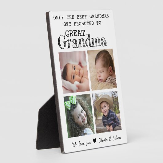 Plaque Photo Promu À Grande Grand-Mère 4 Photo Collage Blanc (Côté)