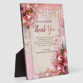 Plaque Photo Protea Fuchsia avec rubans Blush & Gold (Côté)