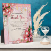 Plaque Photo Protea Fuchsia avec rubans Blush & Gold (Côté)