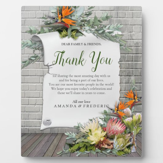 Plaque Photo Protea - Merci à fleurs Strelitzia (Devant)