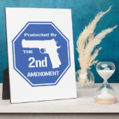 Plaque Photo Protégé Par Le Deuxième Amendement (Bleu) (Côté)