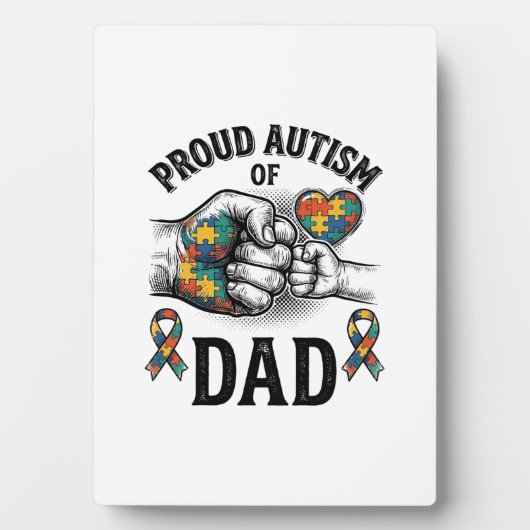 Plaque Photo Proud Autism Dad Vintage Engraving Awareness Shirt (Devant)