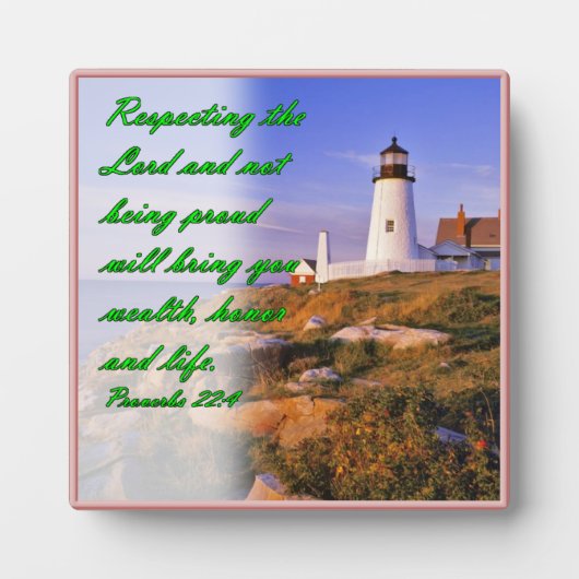 Plaque Photo Proverbes 22:4 (Devant)