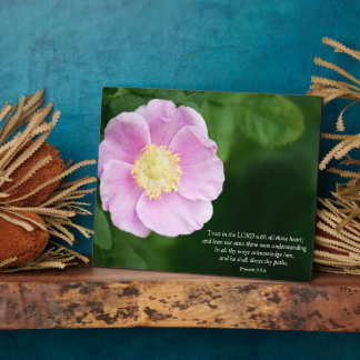 Plaque Photo Proverbes 3:5-6 Bible chrétienne Verse Fleur rose