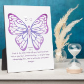Plaque Photo Proverbes 3:5,6 Écriture Inspiration Papillon (Côté)