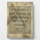 Plaque Photo Proverbs 21:15 Justice brings joy to righteous (Devant)