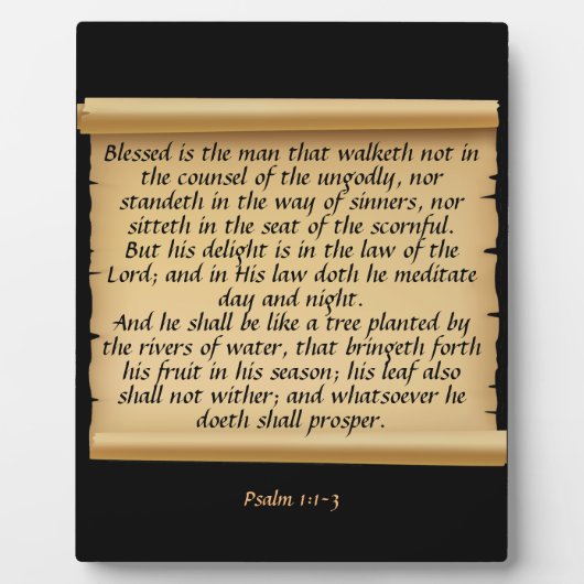 Plaque Photo Psaume 1:1-3 (Devant)