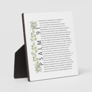 Plaque Photo Psaume 91 Aquarelle Eucalyptus Bible Art