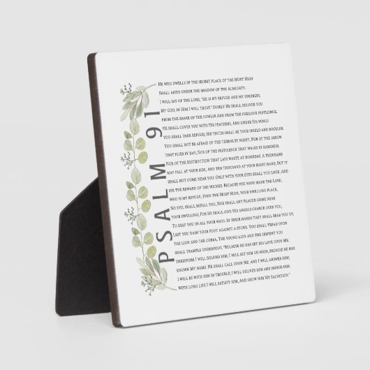 Plaque Photo Psaume 91 Aquarelle Eucalyptus Bible Art (Recto)