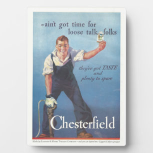 Plaque Photo Publicité Chesterfield Cigarettes vintage