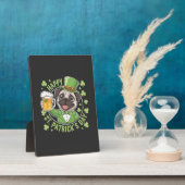 Plaque Photo Pug amusant de la Saint-Patrick avec chope de bièr (Côté)