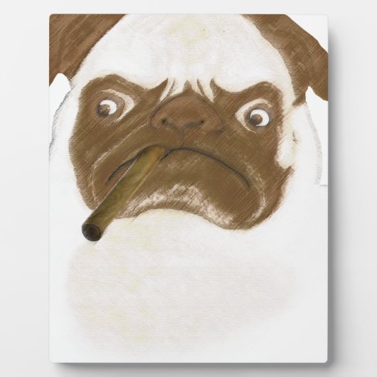 Plaque Photo Puggy Grumpy personnalisée avec Cigar (Devant)