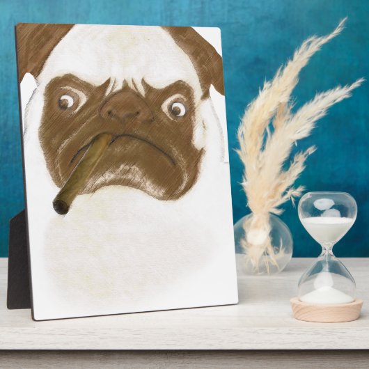 Plaque Photo Puggy Grumpy personnalisée avec Cigar (Côté)