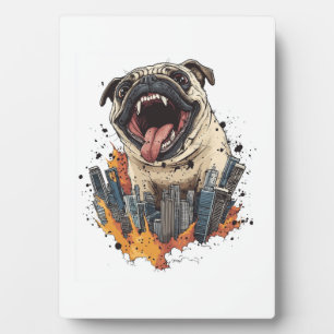 Plaque Photo Pugzilla Attaque � Drôle de Chien Monstre