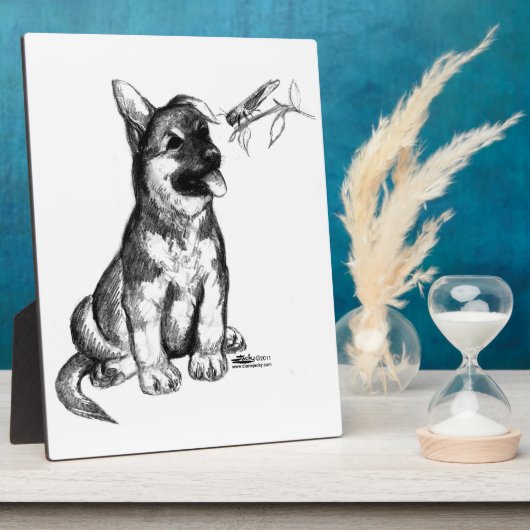 Plaque Photo Puppy and Grasshopper (Côté)
