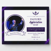 Plaque Photo Purple Black Pastor Appréciation Church Tabletop (Devant)