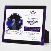 Plaque Photo Purple Black Pastor Appréciation Church Tabletop (Côté)