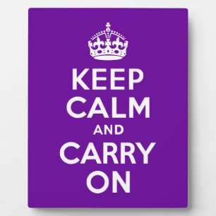 Plaque Photo Purple Gardez le calme et continuer