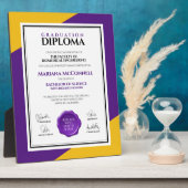 Plaque Photo Purple Gold School College University Graduation (Côté)