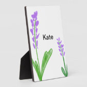 Plaque Photo Purple lavande florale aquarelle ajouter nom cu (Côté)