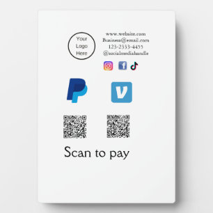 Plaque Photo Q R code PayPal venmo scanner payer ajouter médias