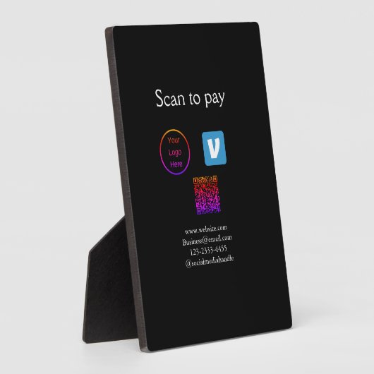 Plaque Photo Q R code venmo scanner pour payer ajouter le logo  (Côté)